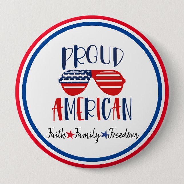 Red White Blue Proud American Patriotic 10 Cm Round Badge (Front)