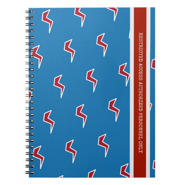 Red White Blue Restricted Access Lightning Bolt Notebook (Front)