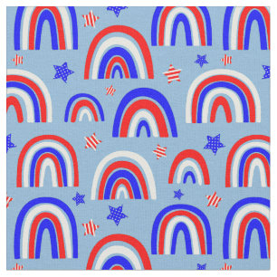 Red White Blue Retro Rainbow Fabric
