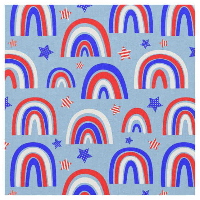 Red White Blue Retro Rainbow Fabric (Close Up)