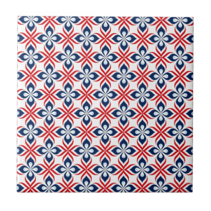 Red, White, & Blue Retro Style Ceramic Tile