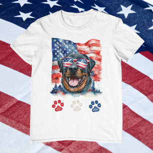 Red White Blue Rottweiler Dog American 4th of July T-Shirt
