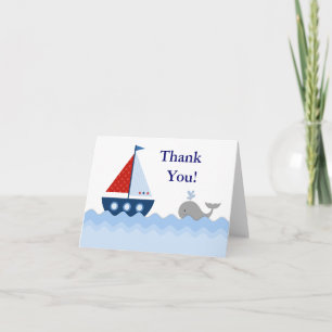 Red White Blue Sailboat Thank You Cards