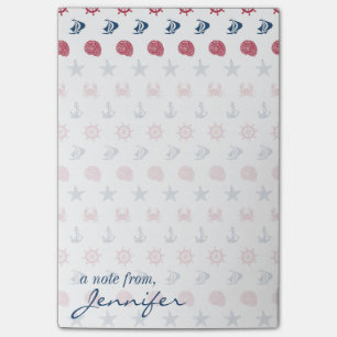 Red White & Blue Sea Pattern Add Your Name Post-it Notes
