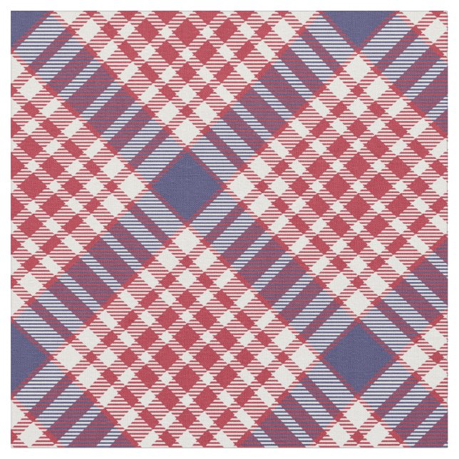 Red White Blue Seamless Tartan Fabric (Close Up)