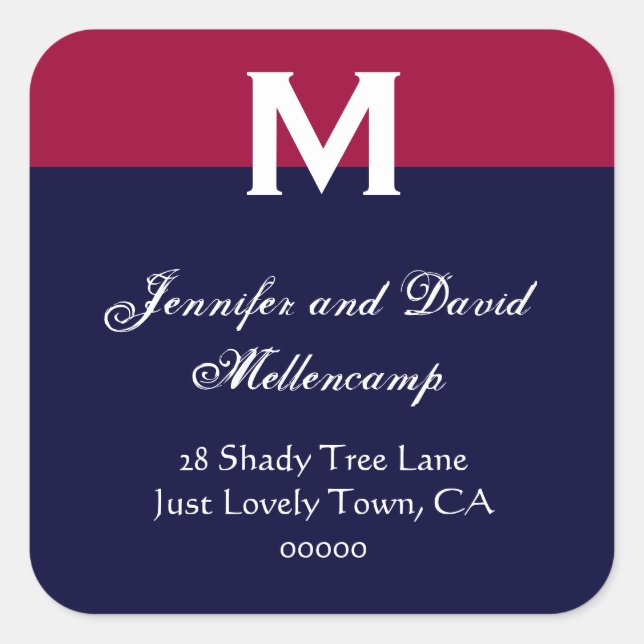 Red, White Blue Simple and Elegant Square Sticker (Front)