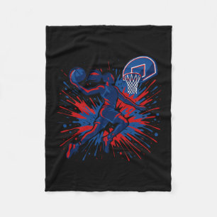 Red White Blue Sketll Color Splash Usa Flag Sketll Fleece Blanket