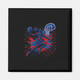 Red White Blue Sketll Color Splash Usa Flag Sketll Magnet