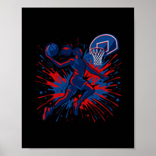 Red White Blue Sketll Color Splash Usa Flag Sketll Poster