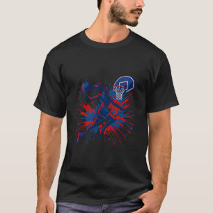 Red White Blue Sketll Color Splash Usa Flag Sketll T-Shirt