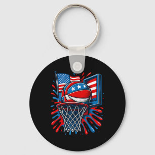 Red White Blue Sketll Colour Splash Usa Flag Sketl Key Ring