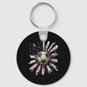 Red-white-blue Soccer Byll Explosion Grunge Street Key Ring