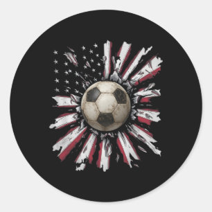 Red-white-blue Soccer Ll Explosion Grunge Street S Classic Round Sticker