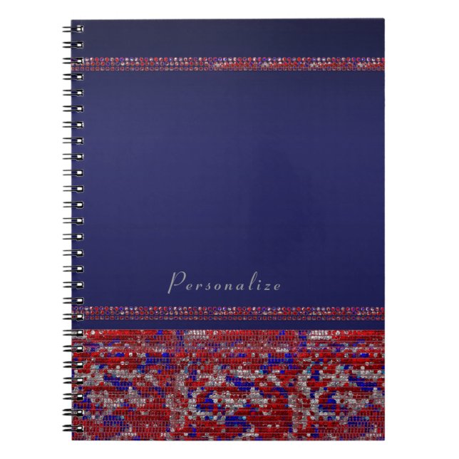Red White & Blue Sparkle Sequins 4th of July Bling Notebook (Front)