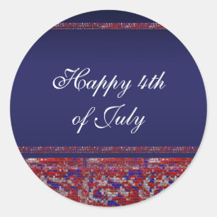 Red White & Blue Sparkle Sequins 4th of July Party Classic Round Sticker