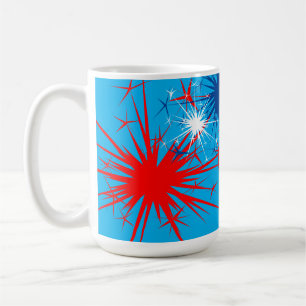 Red White Blue Sparks Patriotic Fireworks Holiday Coffee Mug