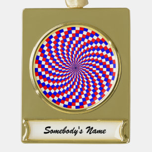 Red White Blue Spiral by Kenneth Yoncich Gold Plated Banner Ornament