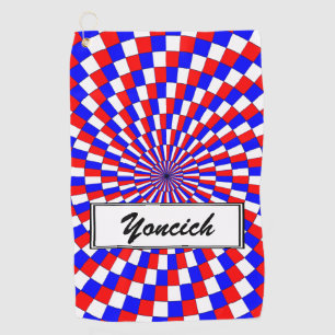 Red White Blue Spiral by Kenneth Yoncich Golf Towel