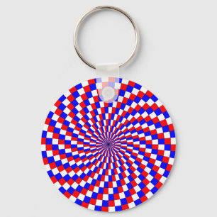 Red White Blue Spiral by Kenneth Yoncich Key Ring