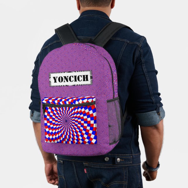 Red White Blue Spiral by Kenneth Yoncich Printed Backpack (Insitu (Model))