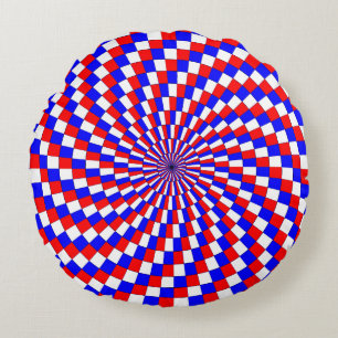Red White Blue Spiral by Kenneth Yoncich Round Cushion