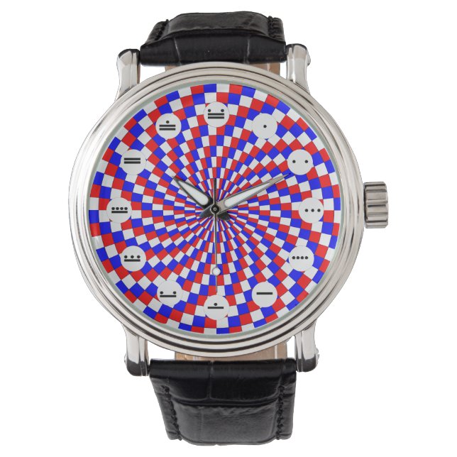 Red White Blue Spiral (Mayan) by Kenneth Yoncich Watch (Front)