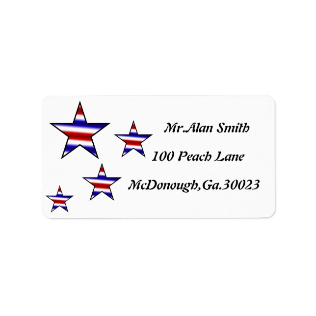 RED WHITE BLUE STAR ADDRESS LABLES LABEL (Front)
