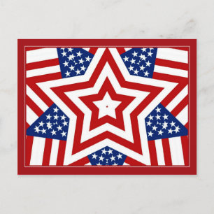 Red White & Blue Star Design to Add Text Postcard