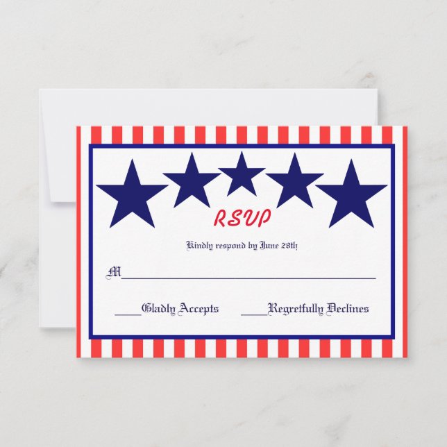 Red White & Blue Star - RSVP Card (Front)
