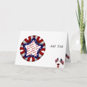 Red White & Blue Star Shaped Photo Frame Card