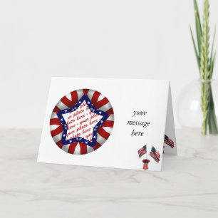 Red White & Blue Star Shaped Photo Frame Card