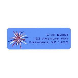 Red White & Blue Starburst Return Address Label