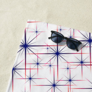 Red white & blue starbursts beach towel