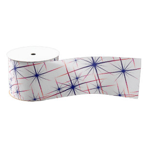 Red white & blue starbursts grosgrain ribbon
