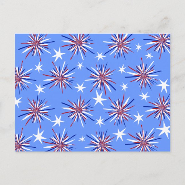 Red White & Blue Starbursts Postcard (Front)