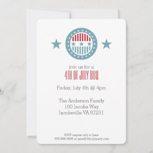 Red White & Blue Stars 4th of July Invitations