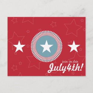 Red White & Blue Stars 4th of July Postcards