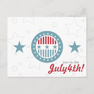 Red White & Blue Stars 4th of July Postcards