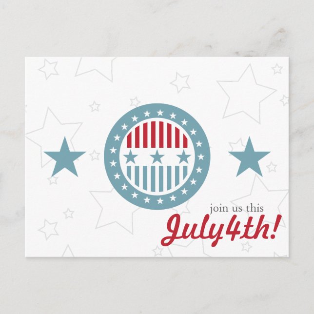 Red White & Blue Stars 4th of July Postcards (Front)