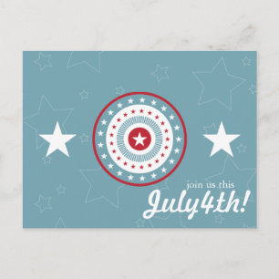 Red White & Blue Stars 4th of July Postcards
