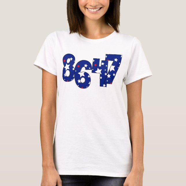 RED WHITE BLUE STARS 8647 ANTI TRUMP NUMBERS T-Shirt (Front)