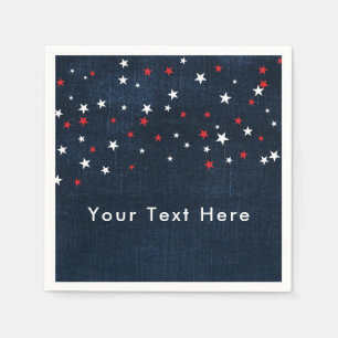 Red White & Blue Stars Denim Custom Party Napkin