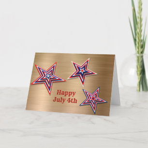Red White Blue Stars Gold July 4th Card