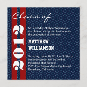 Red  White Blue Stars Graduation Invitation