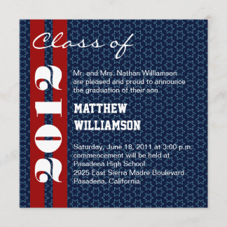 Red  White Blue Stars Graduation Invitation