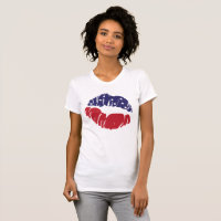 Red White Blue Stars Stripes 4th of July KISS LIPS