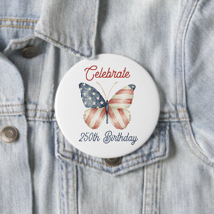 Red White Blue Stars Stripes Celebrate America 10 Cm Round Badge