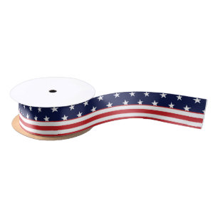 Red White Blue Stars & Stripes Independence Ribbon Satin Ribbon