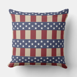 RED WHITE BLUE STARS & STRIPES PATRIOTIC CUSHION
