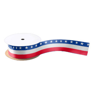 Red White Blue Stars Stripes Patriotic Satin Ribbon